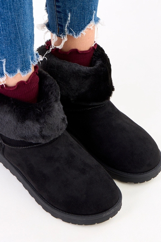 Czarne śniegowce z futerkiem na...