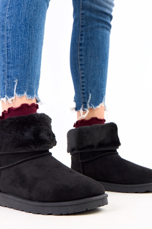 Czarne śniegowce z futerkiem na...