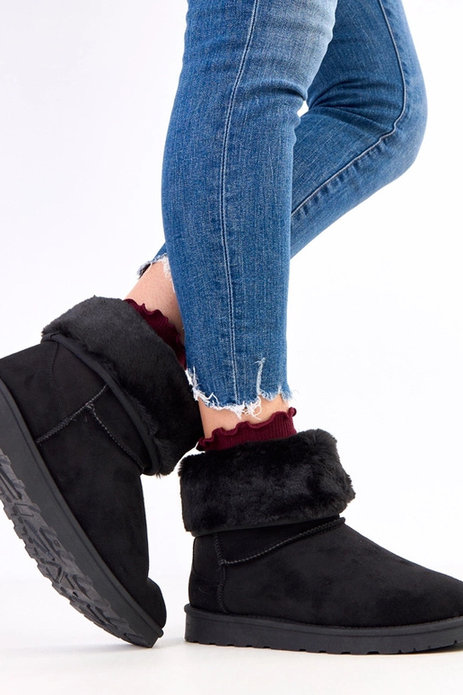 Czarne śniegowce z futerkiem na...