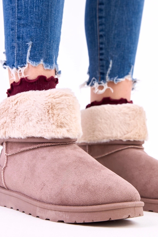 Brązowe śniegowce z futerkiem na...