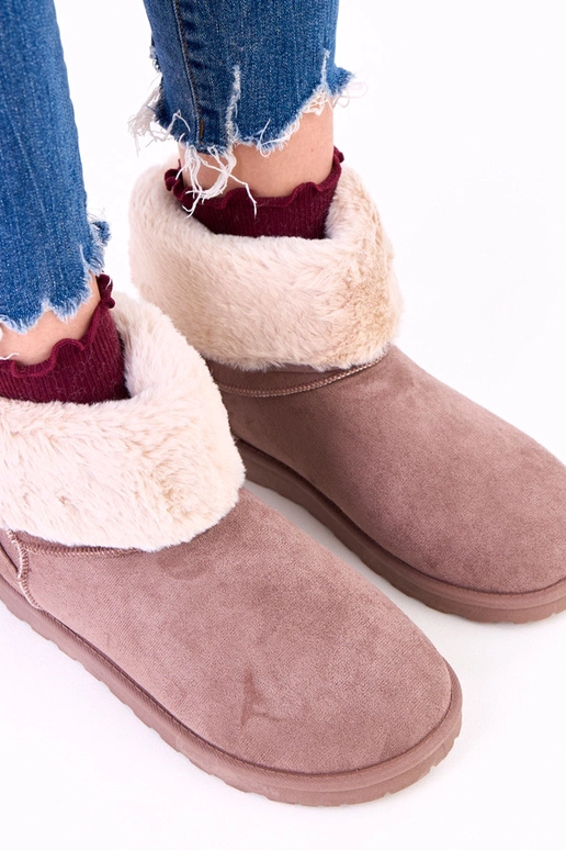 Brązowe śniegowce z futerkiem na...