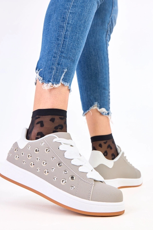 Szare sneakersy na platformie z...