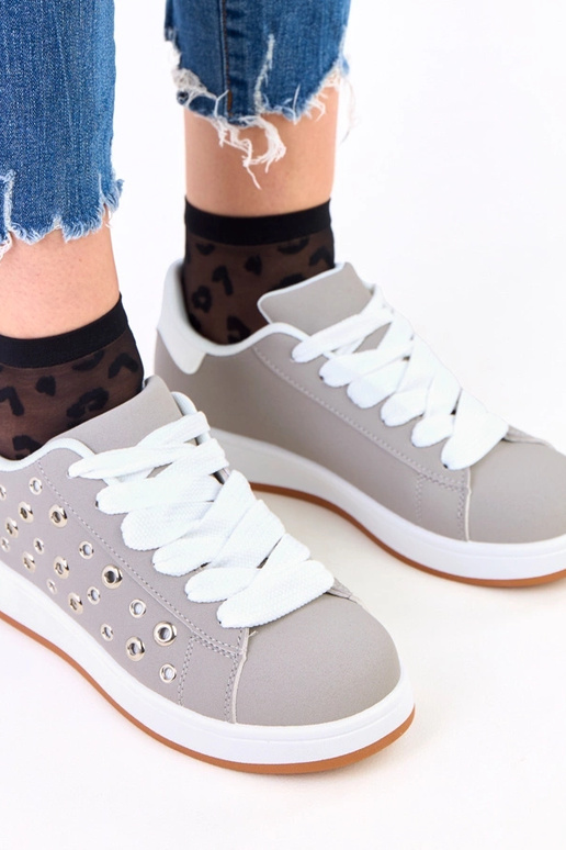 Szare sneakersy na platformie z...