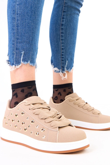 Brązowe sneakersy na platformie z nitami Adelis 2