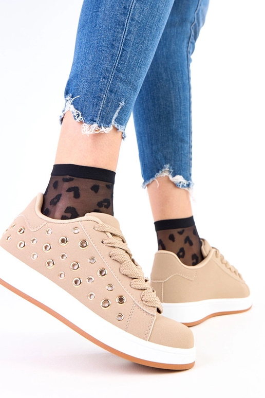 Brązowe sneakersy na platformie z...