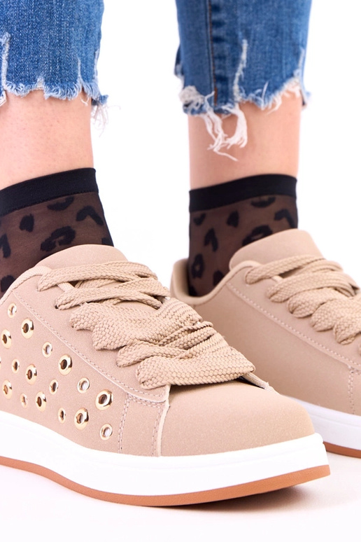 Brązowe sneakersy na platformie z...