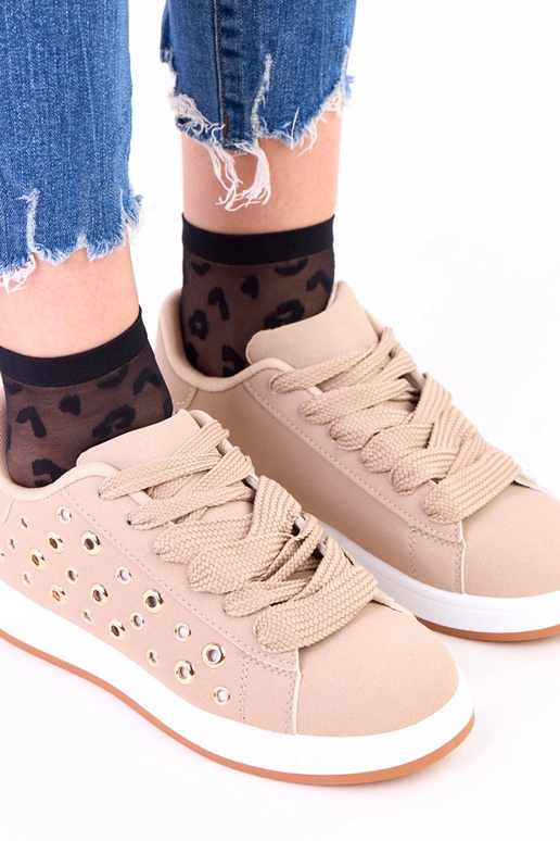 Brązowe sneakersy na platformie z...