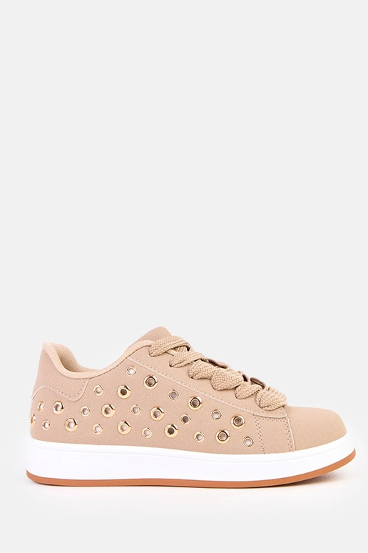 Brązowe sneakersy na platformie z...