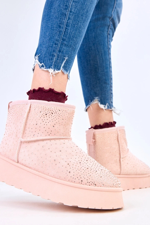 Różowe śniegowce z cyrkoniami na...