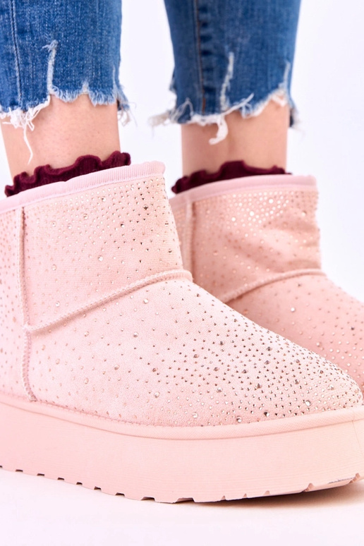 Różowe śniegowce z cyrkoniami na...