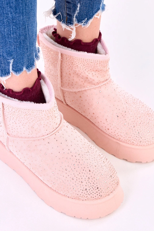 Różowe śniegowce z cyrkoniami na...