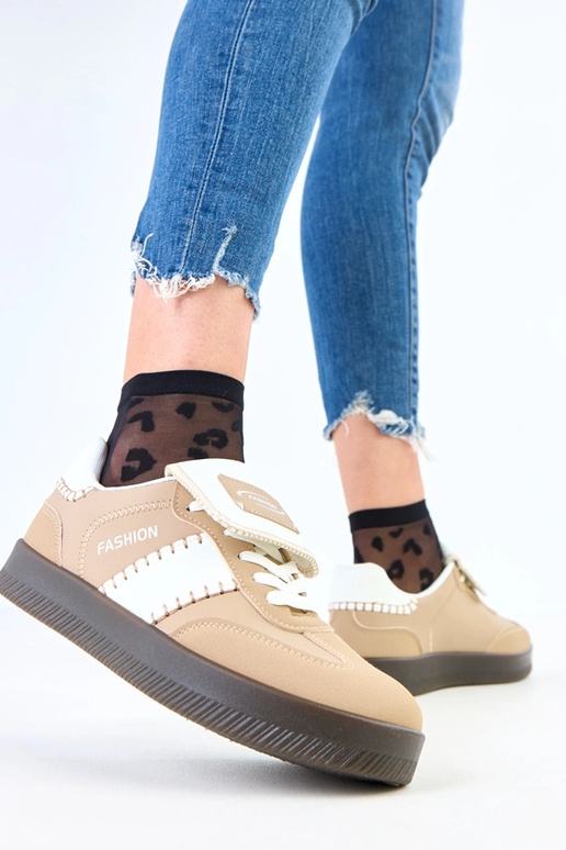 Brązowe sneakersy na platformie z...