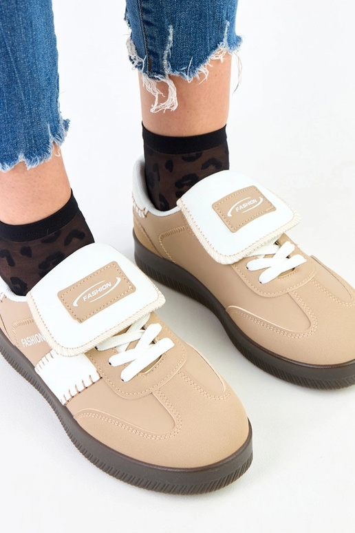 Brązowe sneakersy na platformie z...