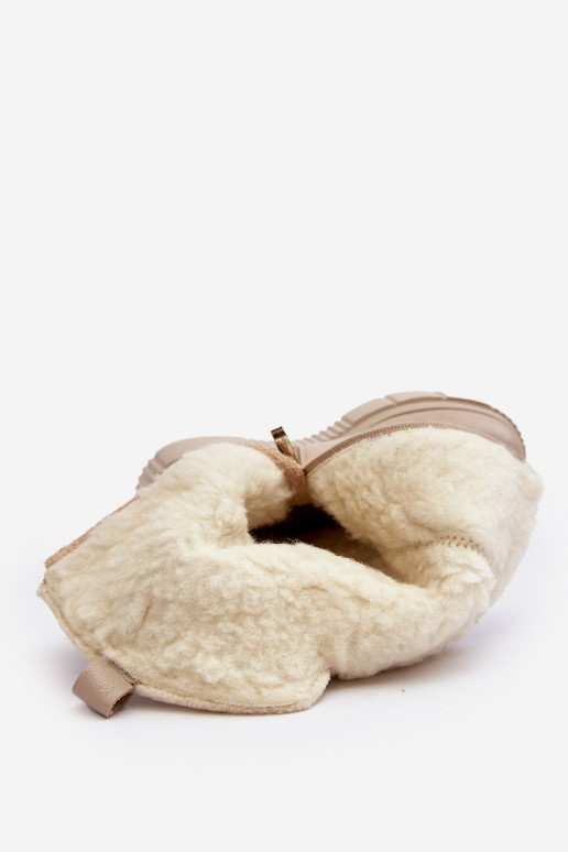 Women's Leather Boots With Wool Beige Bayla