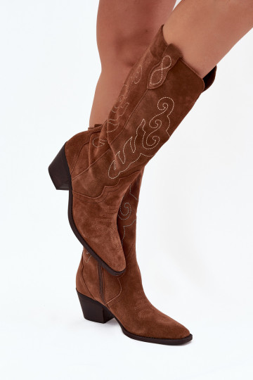 Suede Cowboy Boots For Women With Heel Camel Karira