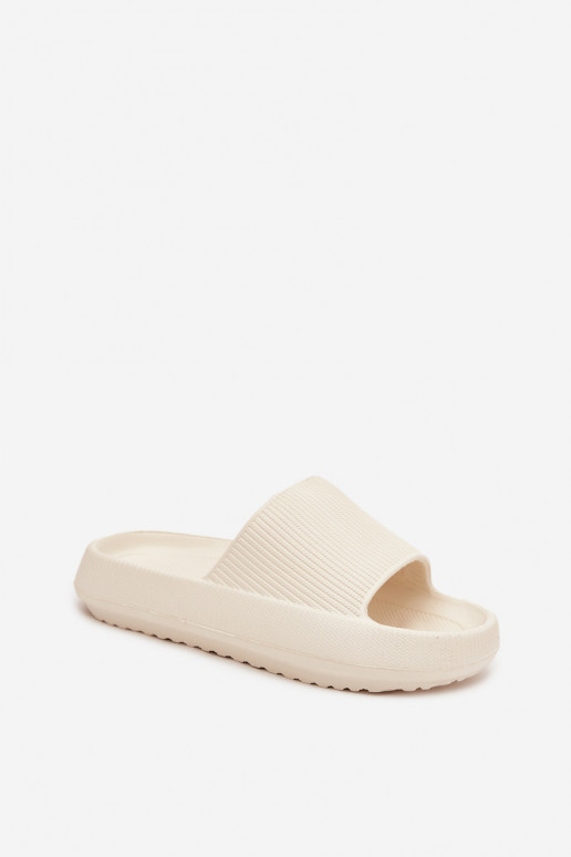 Women's Platform Slides with Cutout Ecru Ameira