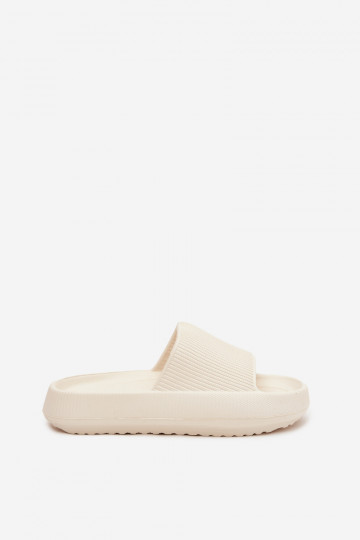 Women's Platform Slides with Cutout Ecru Ameira 2