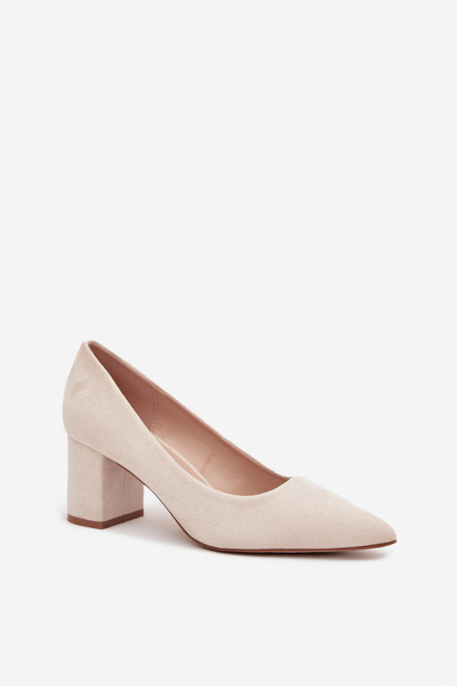 Women's Pumps with Pointed Toes on Block Heel Beige Pavira Women's Pumps with Pointed Toes on Block Heel Beige Pavira