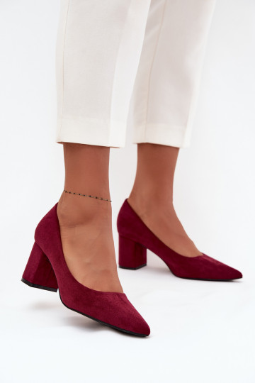 Women's Pumps with Pointed Toes on Block Heel Bordeaux Pavira