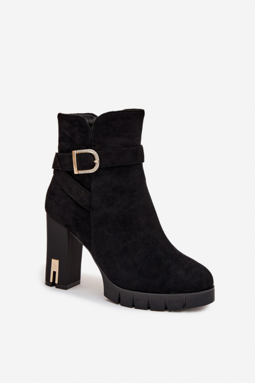 Insulated women's ankle boots with buckle Black Nolivira Insulated women's ankle boots with buckle Black Nolivira