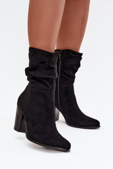 Women's Block Heel Ankle Boots with Ruching Black Jovessa 2