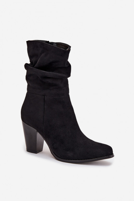 Women's Block Heel Ankle Boots with Ruching Black Jovessa Women's Block Heel Ankle Boots with Ruching Black Jovessa