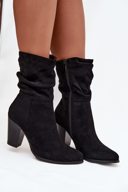 Women's Block Heel Ankle Boots with Ruching Black Jovessa Women's Block Heel Ankle Boots with Ruching Black Jovessa