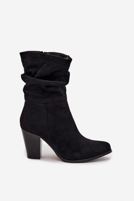 Women's Block Heel Ankle Boots with Ruching Black Jovessa Women's Block Heel Ankle Boots with Ruching Black Jovessa