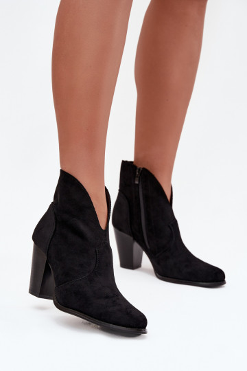 Women's block heel ankle boots made of eco suede black Elvirae 2