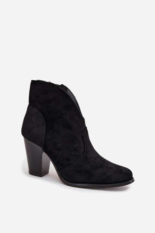 Women's block heel ankle boots made of eco suede black Elvirae Women's block heel ankle boots made of eco suede black Elvirae