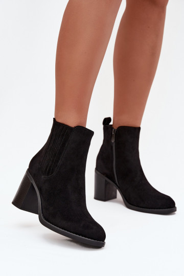 Insulated Women's Boots with Block Heel Black Brevina