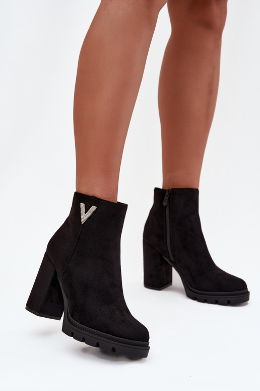 Women's insulated ankle boots with heel and decorative detail black Briella Women's insulated ankle boots with heel and decorative detail black Briella