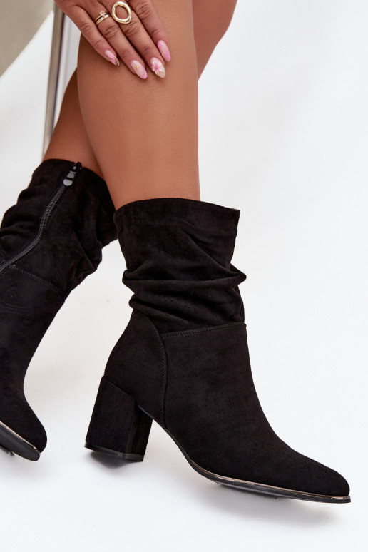 Women's ankle boots with gathering on wooden heel Ivressa