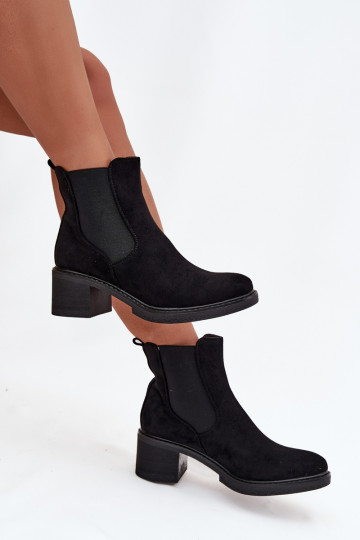 Women's Chelsea Boots on Block Heel Black Luvina