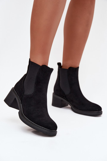 Women's Chelsea Boots on Block Heel Black Luvina 2