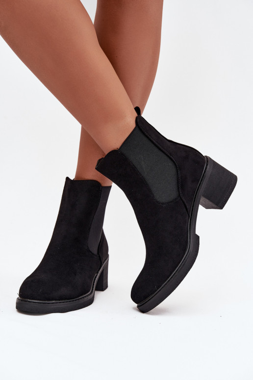 Women's Chelsea Boots on Block Heel Black Luvina