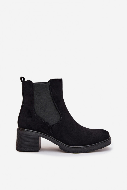 Women's Chelsea Boots on Block Heel Black Luvina
