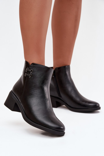 Insulated women's ankle boots on block heel black Delmira 2