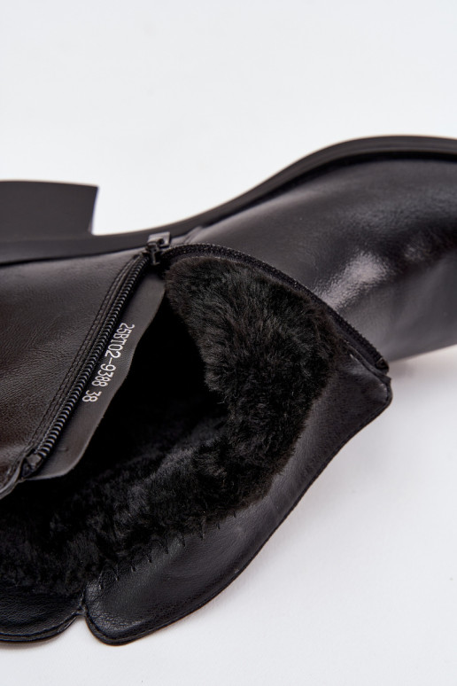 Insulated women's ankle boots on block heel black Delmira