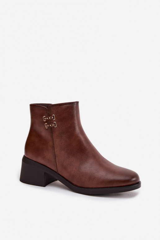 Insulated Women's Block Heel Boots Brown Delmira Insulated Women's Block Heel Boots Brown Delmira