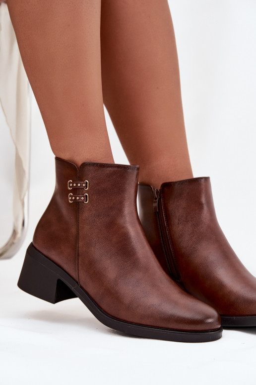 Insulated Women's Block Heel Boots Brown Delmira Insulated Women's Block Heel Boots Brown Delmira