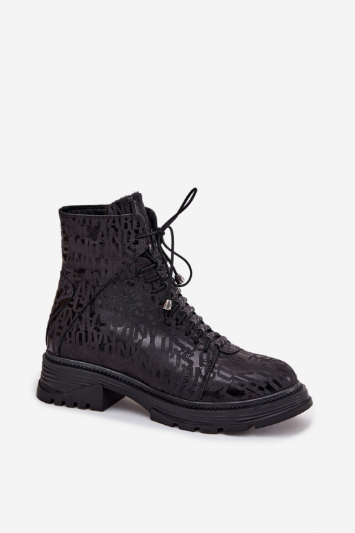 Leather Women's Work Boots Insulated with Zipper Artiker 57C2257 Black