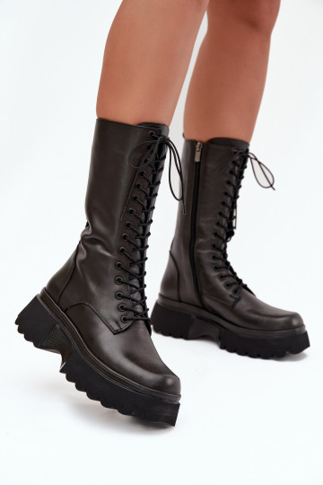 Leather insulated boots with platform Artiker 57C2282 Black 2