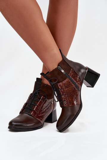 Zazoo 60503 Leather Ankle Boots with Heels Heated Chocolate 2