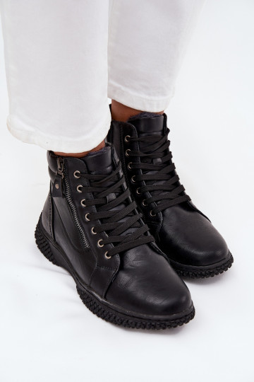 Women's Boots with Warm Lining Made of Eco Leather Black Ulverina
