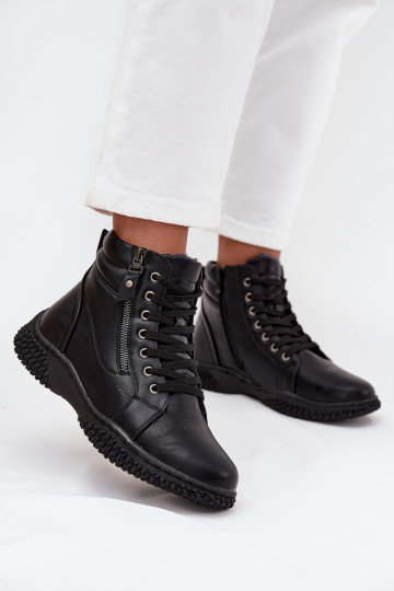 Women's Boots with Warm Lining Made of Eco Leather Black Ulverina 2