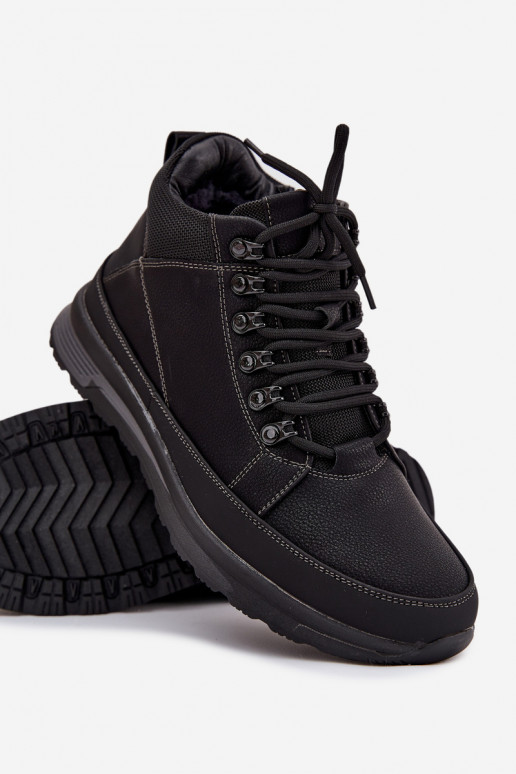 Buty Trekkingowe Trapery Męskie Ocieplane Czarne Wivelle