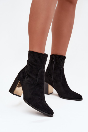 Women's heeled boots with gold element insulated black Amelisse 2