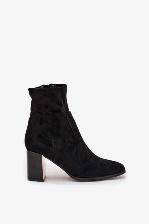 Women's heeled boots with gold element insulated black Amelisse