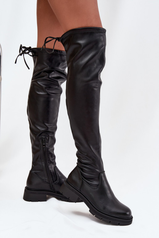 Women's Knee High Boots with Laces Black Rylissa Women's Knee High Boots with Laces Black Rylissa